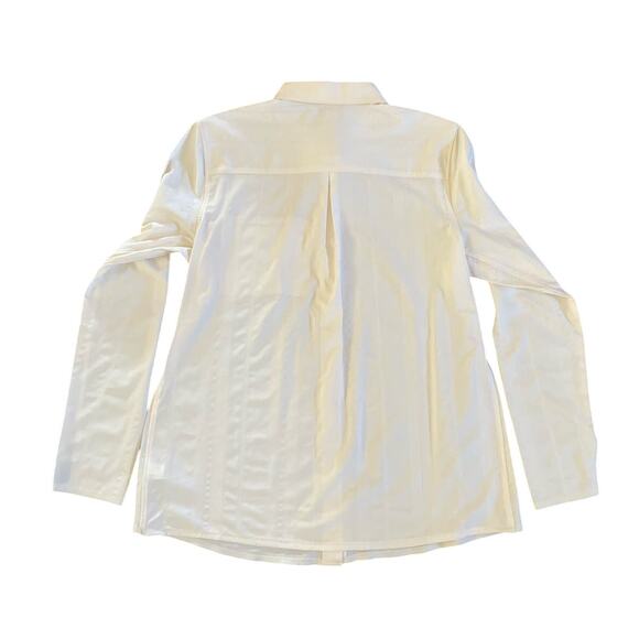 ATHLETA Urbanite Textured Tide Stripe Sea Salt Button Up Long Sleeve Top Small P - Picture 3 of 9